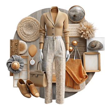 vibrant minimalist Mood Board Fashion Inspiration Collage Transparent Background authentic png