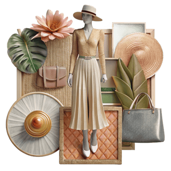 elegant artistic Mood Board with Fashion Images Transparent Background premium png