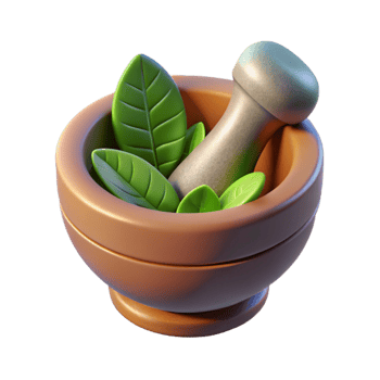 vibrant rustic Mortar and Pestle Grinding Herbs authentic png