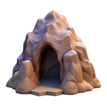 vibrant modern Mountain Cave Entrance Narrow Opening Transparent Background png