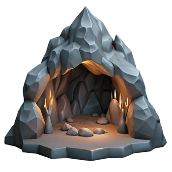 serene abstract Mountain Cave Interior Dark Shadows Transparent Background original png