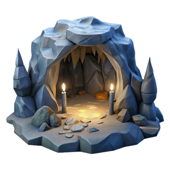 impressive artistic Mountain Cave Interior Dark Shadows Transparent Background original png