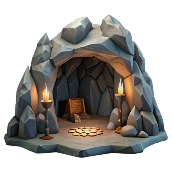 stunning rustic Mountain Cave Interior Dark Shadows Transparent Background original png