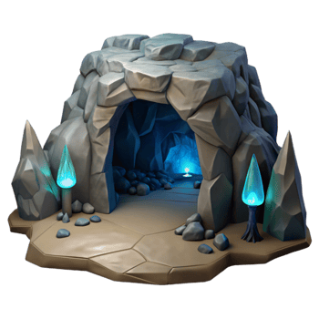 stunning minimalist Mountain Cave Interior Dark Shadows Transparent Background png
