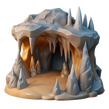 beautiful classic Mountain Cave Interior Stalagmites Cave Formations Transparent Background genuine png