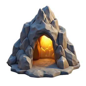 dramatic minimalist Mountain Cave Opening Bright Sunlight Transparent Background detailed png