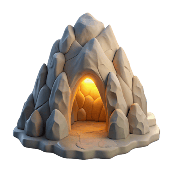 beautiful abstract Mountain Cave Opening Bright Sunlight Transparent Background premium png