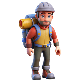 stunning artistic Mountain Climber with Backpack Isolated on Transparent Background premium png