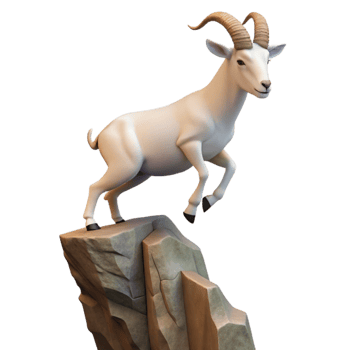 magnificent vintage Mountain Goat Climbing Cliff Transparent Background exclusive png