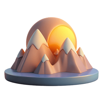 extraordinary classic Mountain Landscape Sunrise Scene Transparent Background authentic png