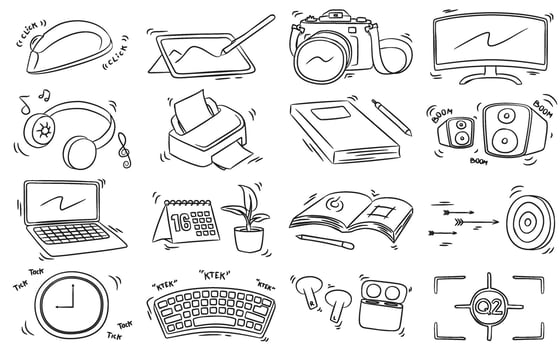 Office Stuffs Hand Drawing vector