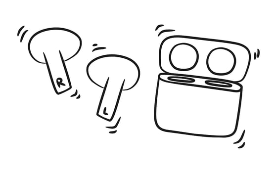 Hand Drawing of Wireless Earphone vector