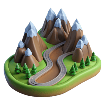 serene artistic Mountain Landscape with Winding Road original png