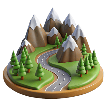 vibrant classic Mountain Landscape with Winding Road original png