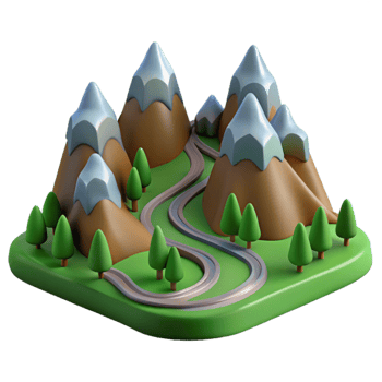 vibrant abstract Mountain Landscape with Winding Road high quality png