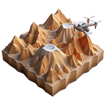 impressive minimalist Mountainous Terrain Aerial View with Drone high quality png