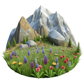extraordinary classic Mountain Meadow with Wildflowers Transparent Cutout high quality png