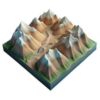 wonderful classic Mountain Range Aerial Survey Oblique View png