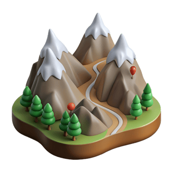 wonderful artistic Mountain Range with Hiking Trail Isolated Element high quality png