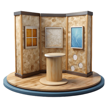 beautiful creative Museum Display Stand Informative Panels Transparent Background professional png