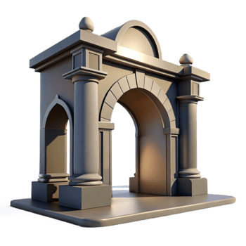 vibrant creative Museum Entrance Archway Dramatic Shadows Cutout authentic png