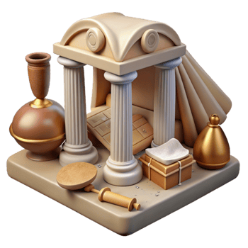 dramatic classic Museum Exhibit Historical Artifacts Isolated Transparent Background professional png