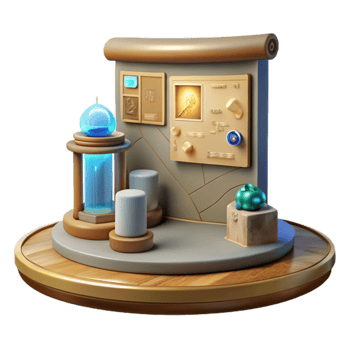 beautiful vintage Museum Exhibit Interactive Display Transparent Background high resolution png