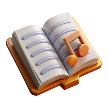 impressive minimalist Music Book Open Page Isolated Element Transparent Background original png