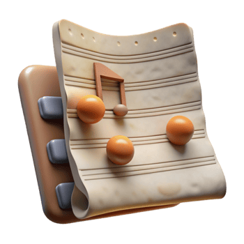 dramatic rustic Music Score Handwritten Notes Isolated Element Transparent Background premium png