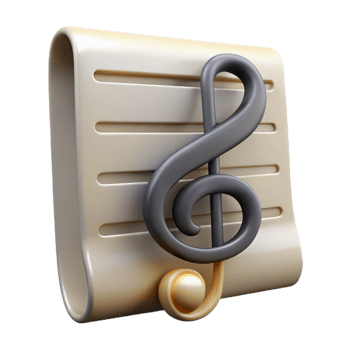 extraordinary creative Music Sheet Treble Clef Close Up on Transparent Background exclusive png