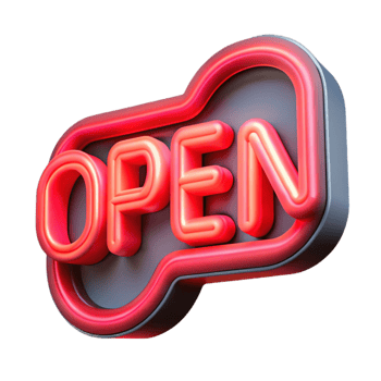 dramatic contemporary Neon Sign Open Sign Red Transparent Background high resolution png