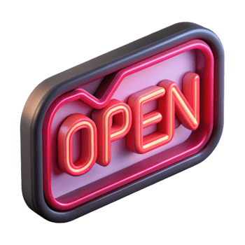 impressive abstract Neon Sign Open Sign Red Transparent Background exclusive png