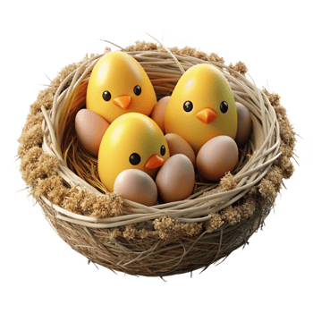 beautiful abstract Nest with Chicks on Transparent Background original png