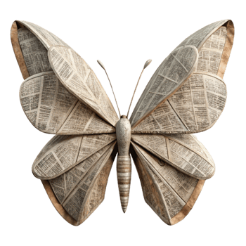 vibrant traditional Newspaper Butterfly Craft Delicate Design Cutout professional png