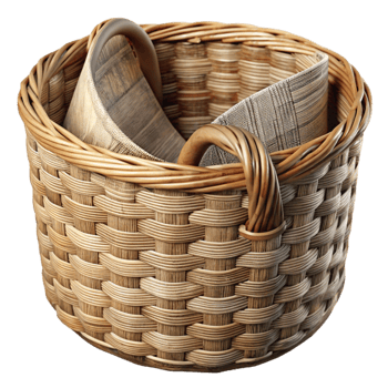 wonderful artistic Newspaper Woven Basket Close Up Cutout authentic png