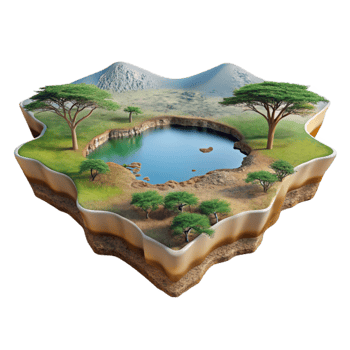 impressive modern Ngorongoro Crater Wildlife Landscape View Cutout professional png