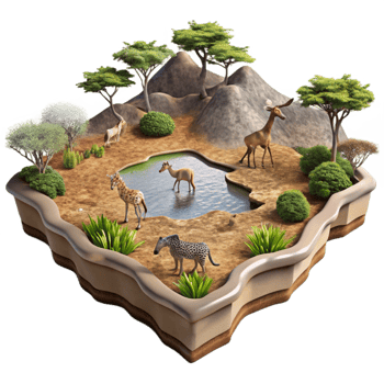serene abstract Ngorongoro Crater Wildlife Landscape View Cutout high quality png