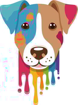 Portrait of Cute Dog Puppy Fluid Colors Dripping - Animal Mammal Wildlife vector