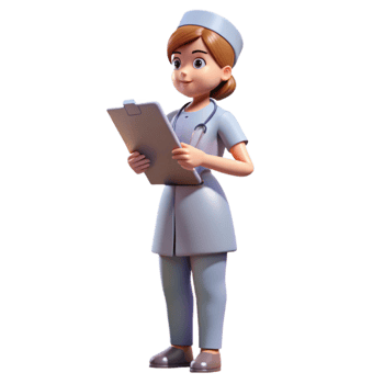 elegant classic Nurse with Clipboard Side View Transparent Background original png