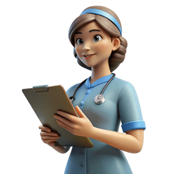 elegant creative Nurse with Clipboard Side View Transparent Background high quality png