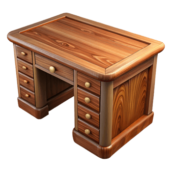 beautiful modern Oak Wood Desk Corner Detail Transparent Background high resolution png