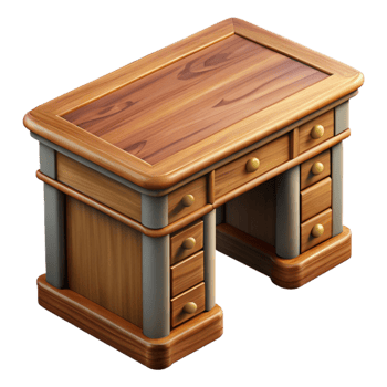 stunning modern Oak Wood Desk Corner Detail Transparent Background high quality png