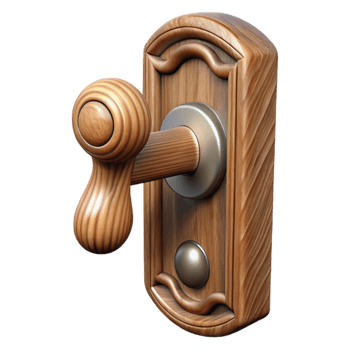 elegant rustic Oak Wood Door Handle Detail Transparent Background authentic png