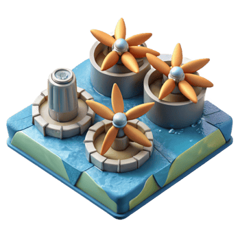 wonderful classic Ocean Current Turbine Array Layout Illustration Isolated professional png