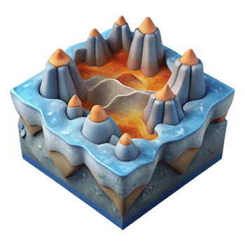 elegant traditional Ocean Floor Hydrothermal Vent Diagrammatic View detailed png