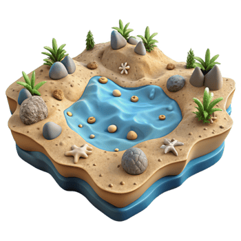 elegant minimalist Ocean Floor Landscape Cutout Sandy Bottom Isolated high quality png