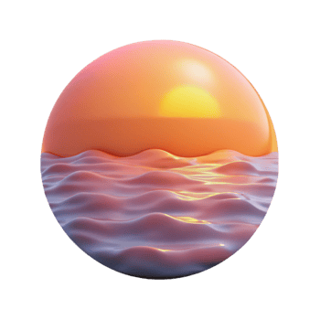 extraordinary modern Ocean Sunrise Pink and Orange Hues Calm Waters Transparent Background authentic png
