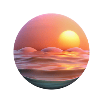 beautiful modern Ocean Sunrise Pink and Orange Hues Calm Waters Transparent Background authentic png