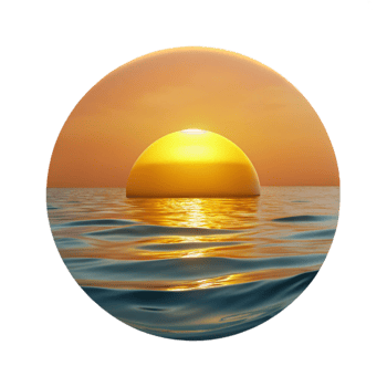 beautiful modern Ocean Sunset Golden Hues Calm Waters Transparent Background Cutout png