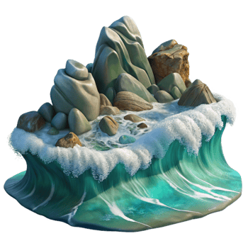 beautiful abstract Ocean Waves Crashing Rocky Coast original png